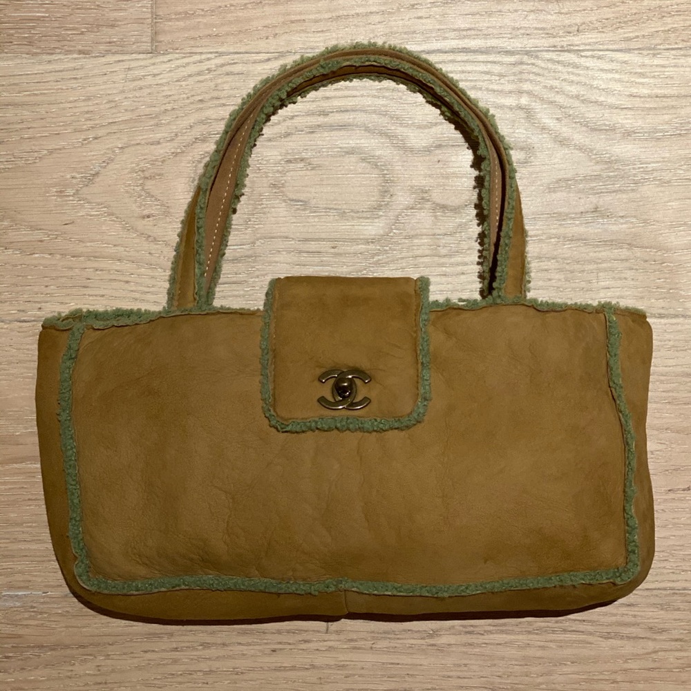 Chanel Cerf Brown & Olive Suede Shearling Bag